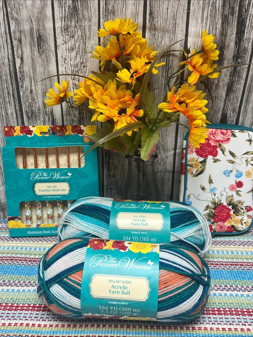 The Pioneer Woman Sweet Rose Crochet hooks and yarn set